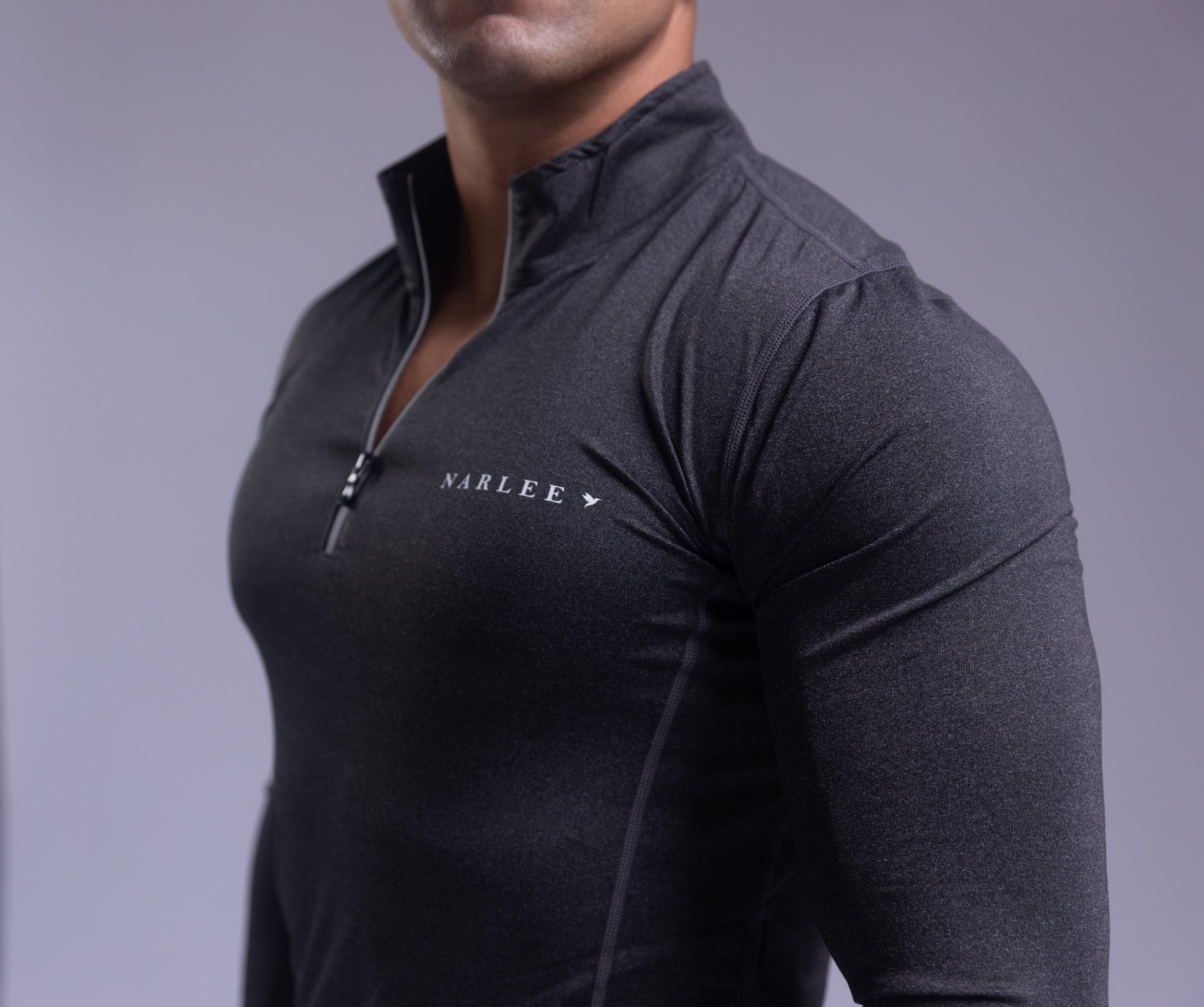 Armor quarter zip long sleeve Tee Charcoal-Gray