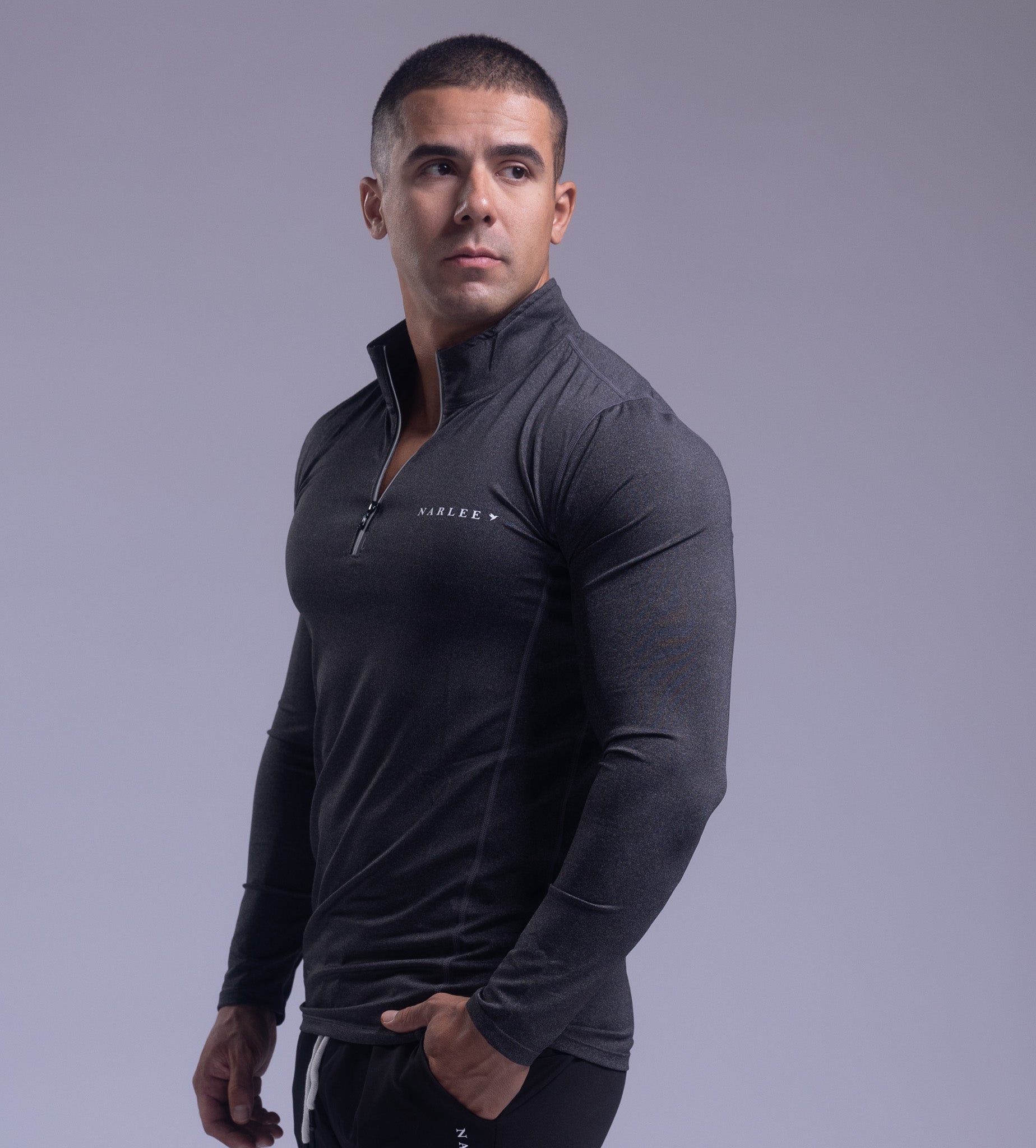 Armor quarter zip long sleeve Tee Charcoal-Gray