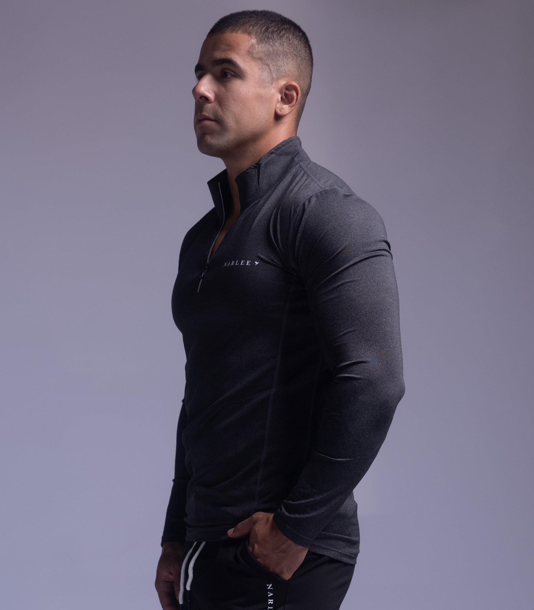 Armor quarter zip long sleeve Tee Charcoal-Gray