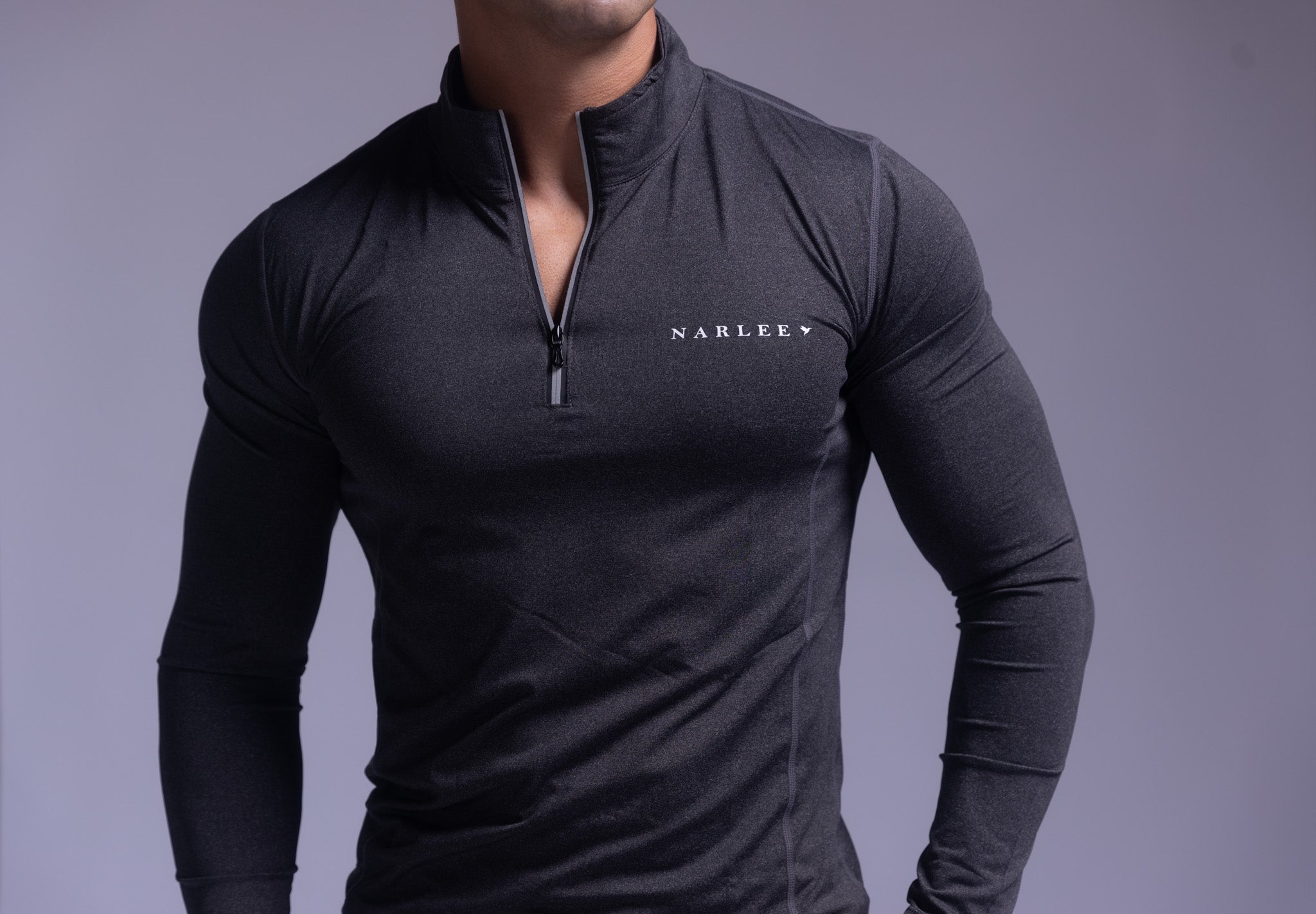 Armor quarter zip long sleeve Tee Charcoal-Gray