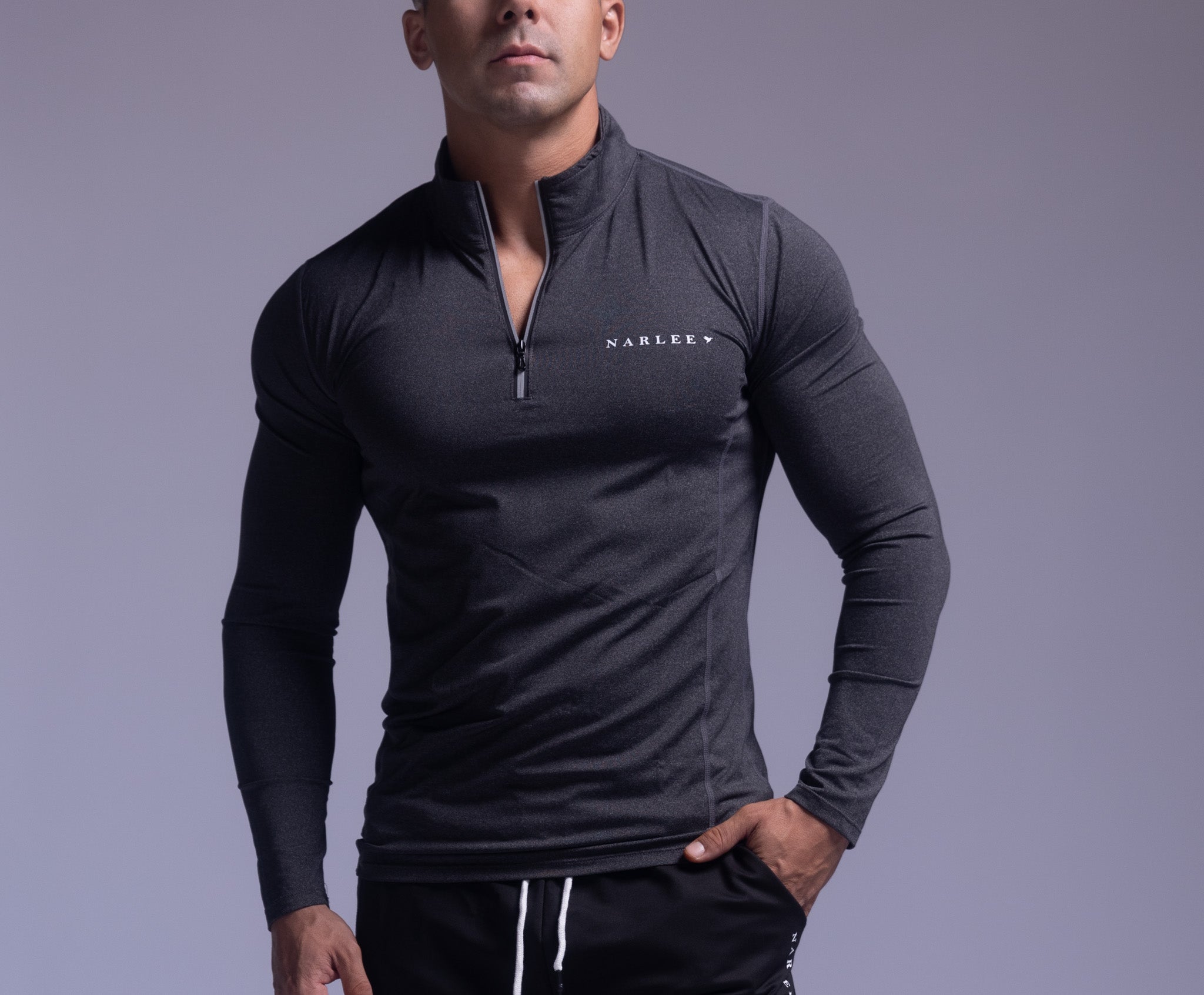 Armor quarter zip long sleeve Tee Charcoal-Gray