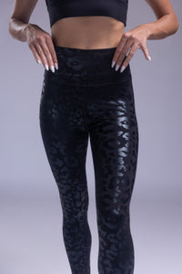 Shimmer Leopard Leggings Black