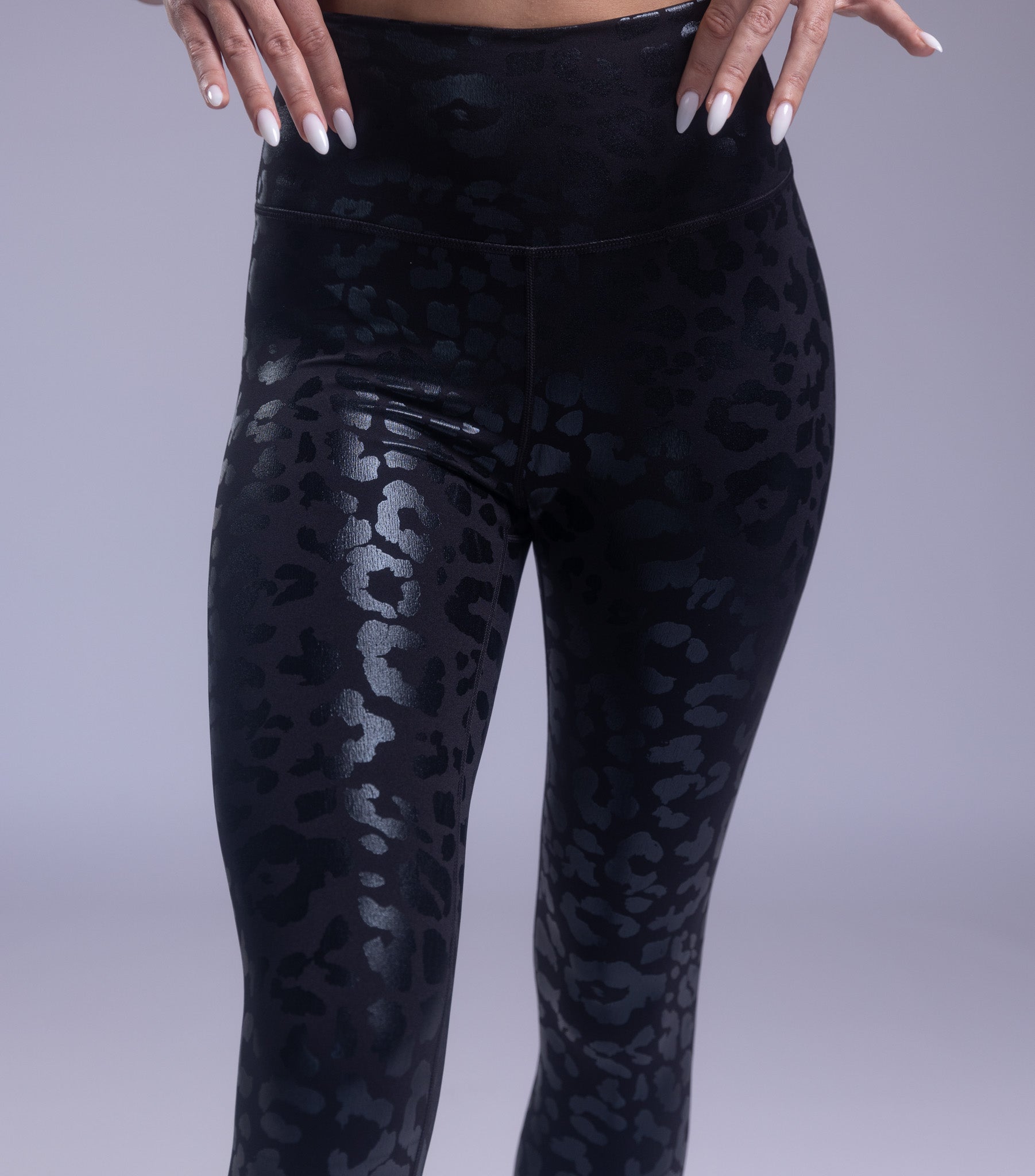 Shimmer Leopard Leggings Black