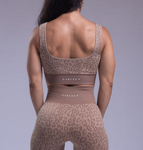 Leopard Print Sports Bra Khaki