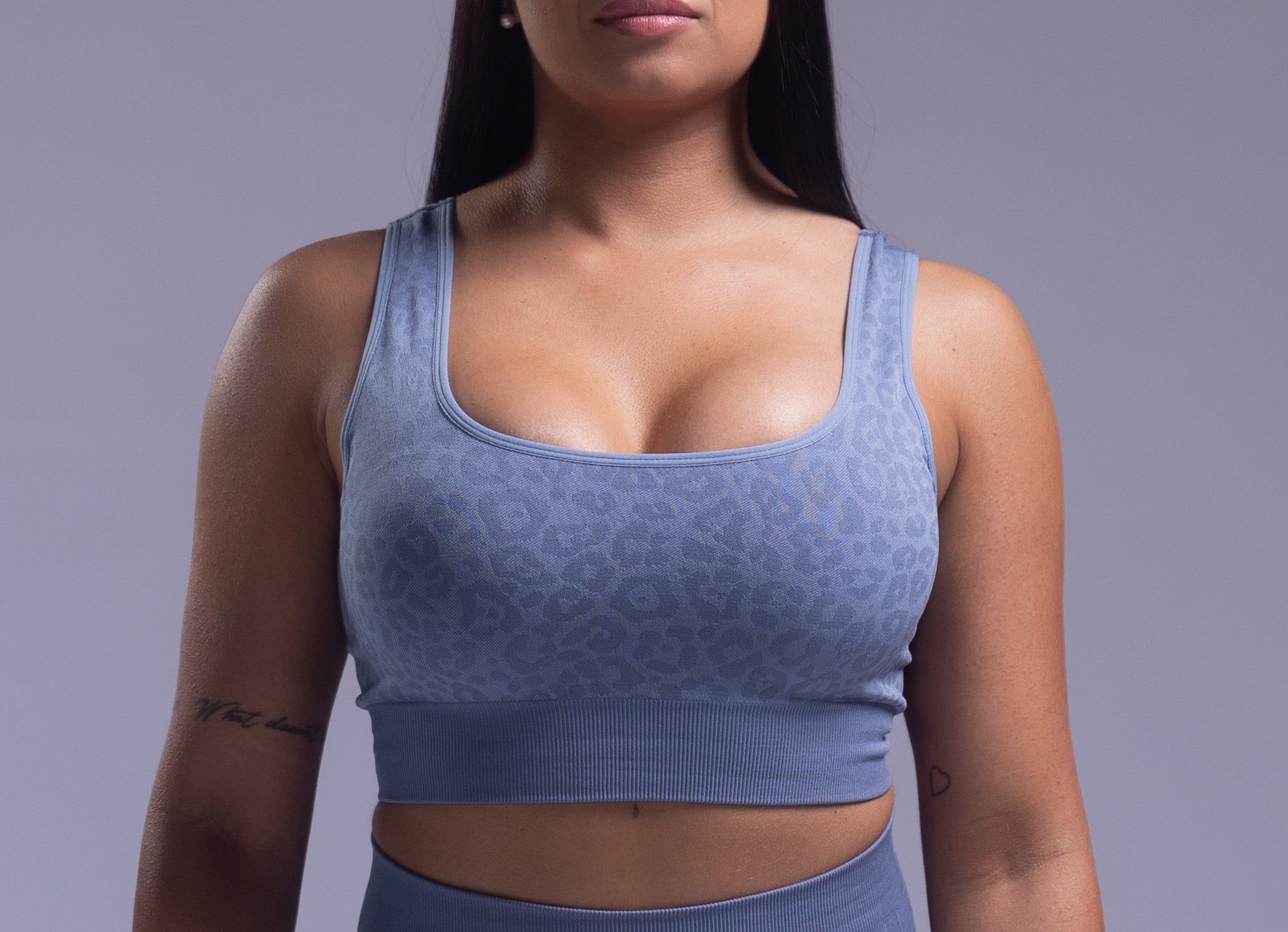 Leopard Print Sports Bra Sky Blue