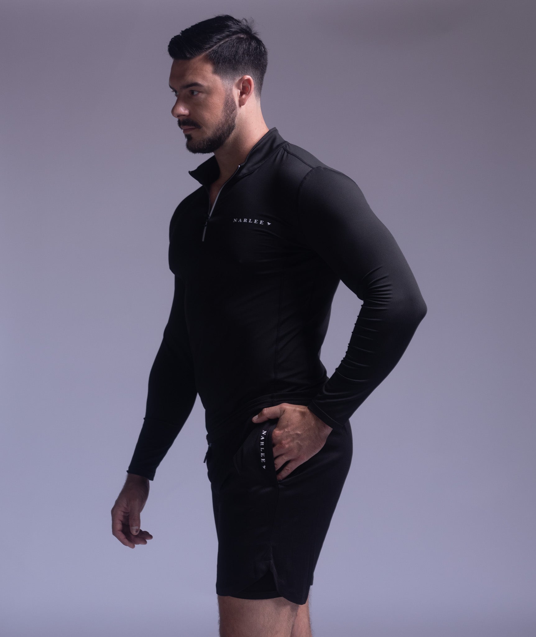 Armor quarter zip long sleeve Tee Black