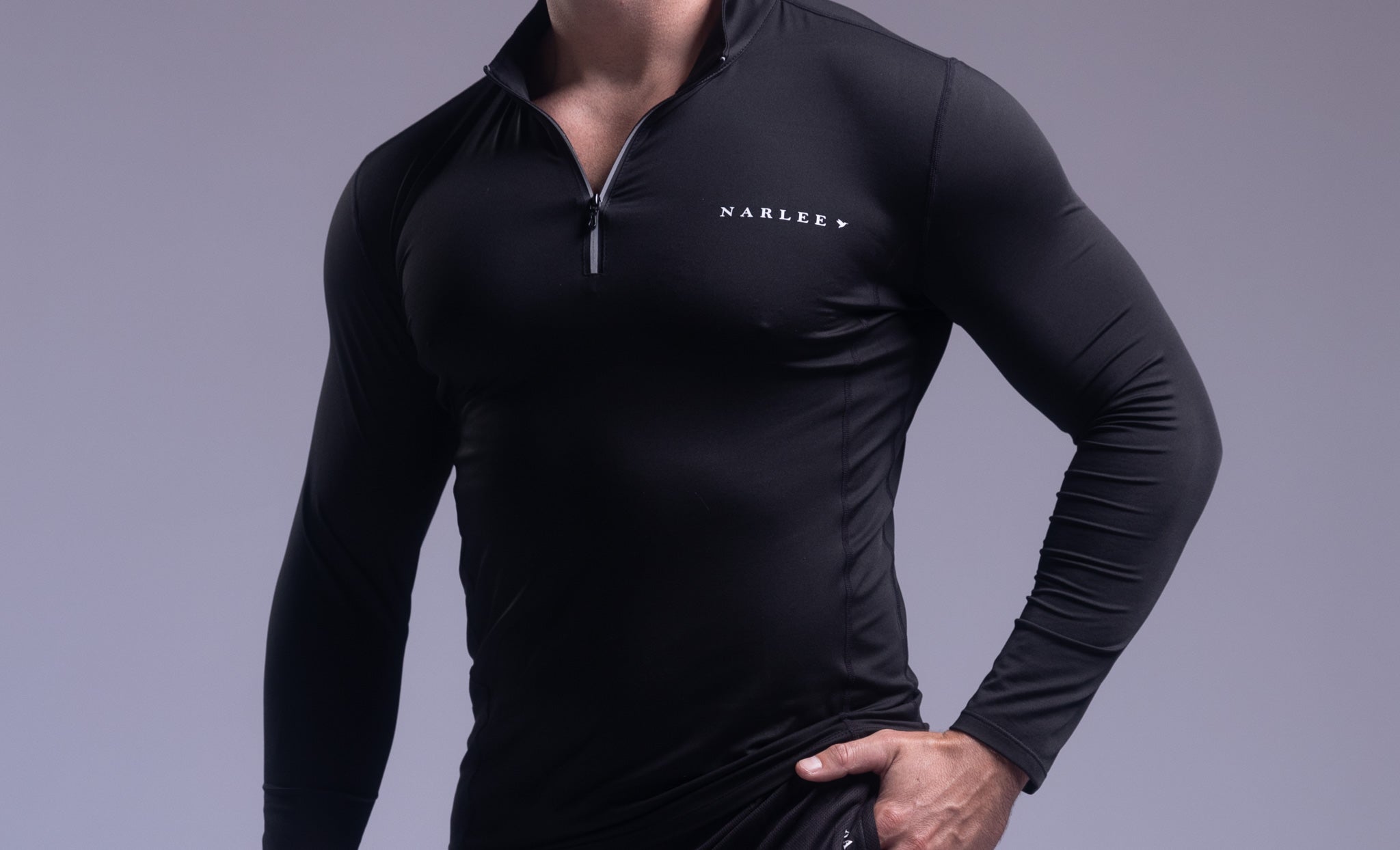 Armor quarter zip long sleeve Tee Black